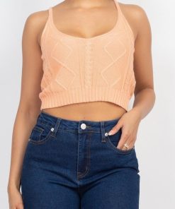 Peach Sand Scoop Neck Sweater Tank Top